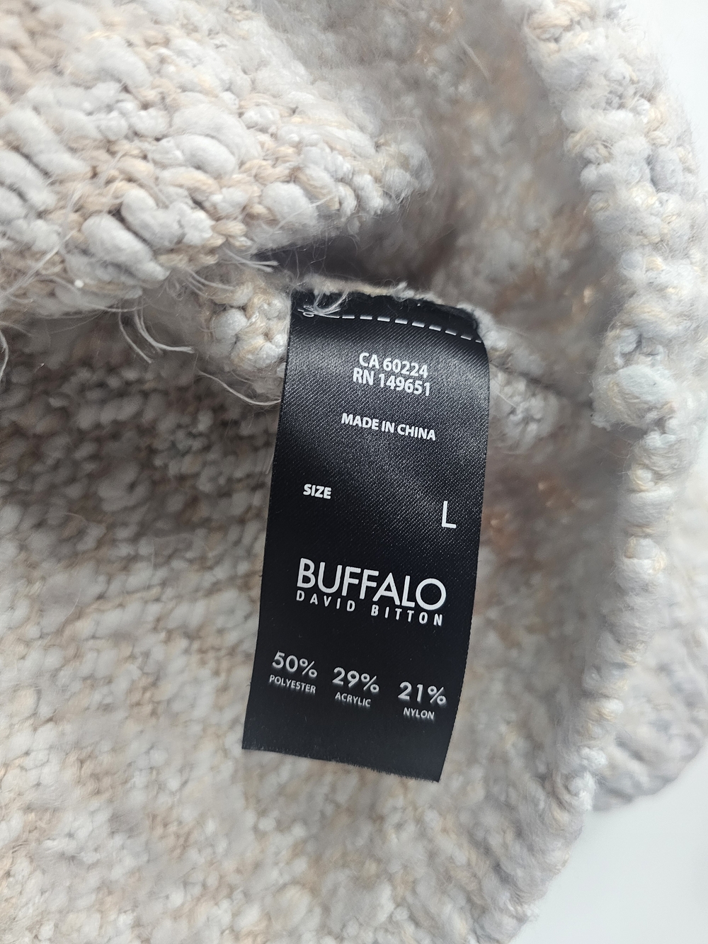 Buffalo David Bitton Women’s L Oatmeal Boucle Marled Knit Raglan Sweater - Picture 5 of 5